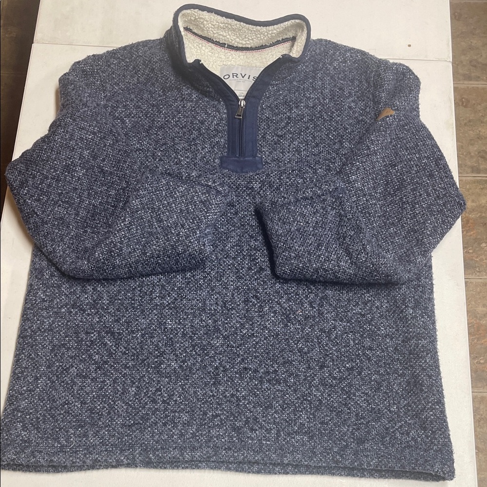 Orvis Men's Navy Zip-Up Sweater